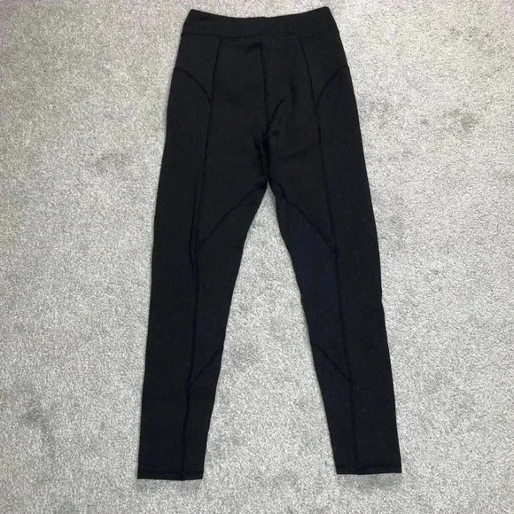 For The Love Of Lemons Leggings Black Color Ribbed Sz S - Picture 8 of 9